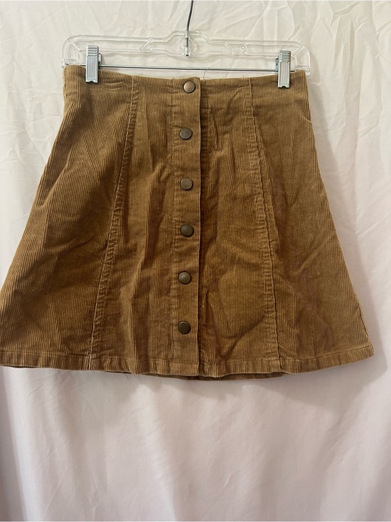 Wishlist Dresses & Skirts - Wishlist Corduroy Button-Front A-Line Skirt - Tan